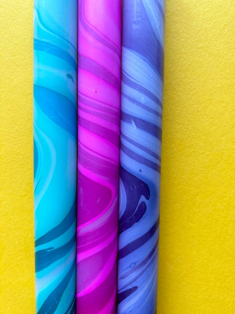JEWEL- Marbled Dinner Candle Trio