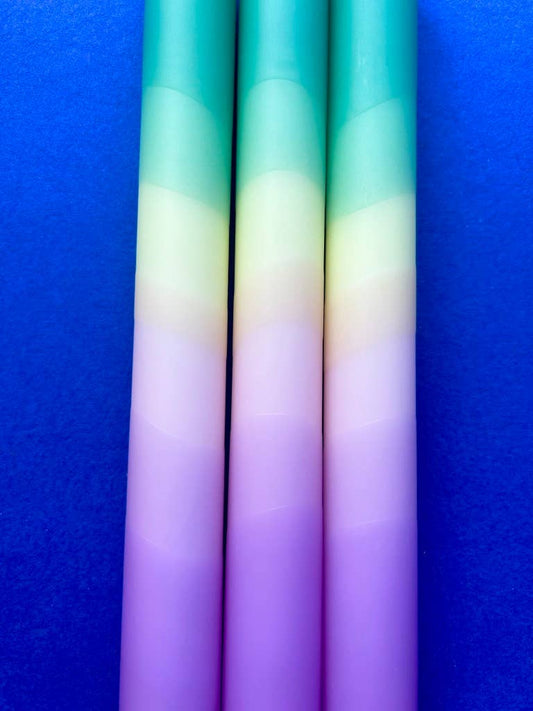 UNICORN RAINBOWS Dip Dye Dinner Candles Trio