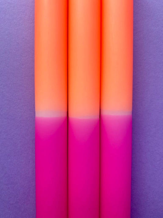PEACH MELBA Dip Dye Dinner Candles Trio