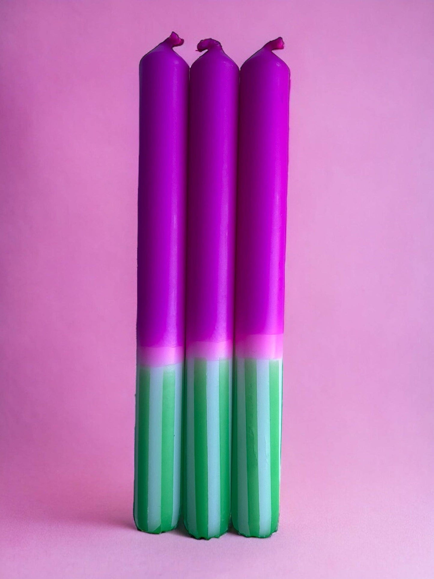 FUCHSIA FERN Dip Dye Dinner Candles Trio