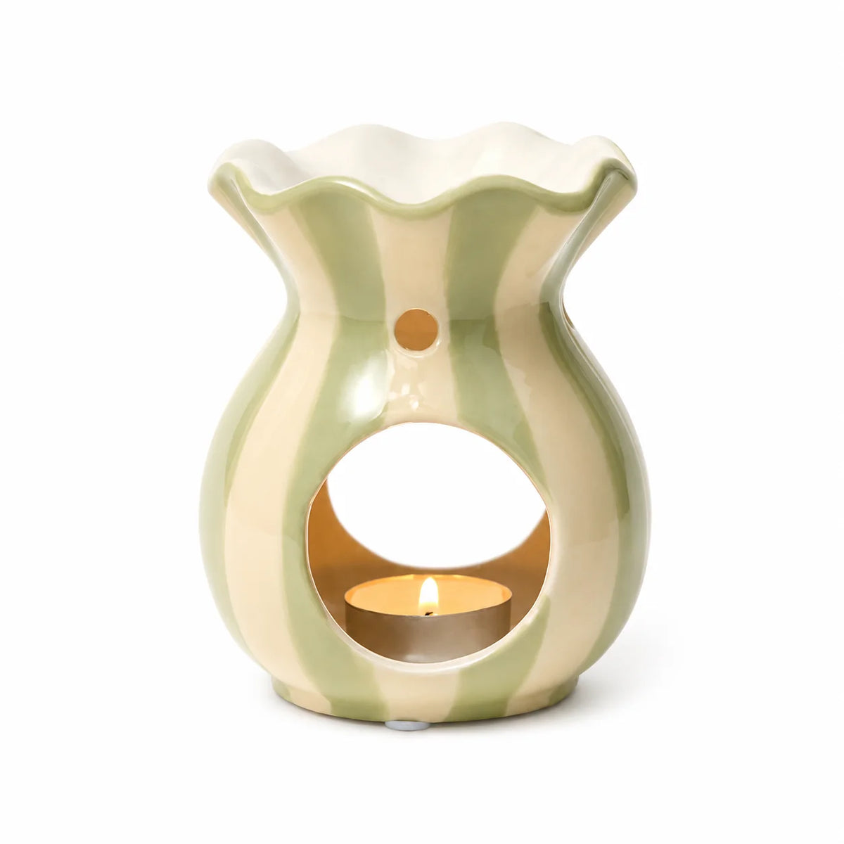 Green Striped Ruffle Burner