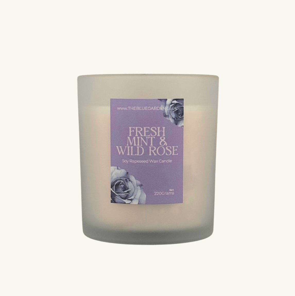 Candle with a label on a white background