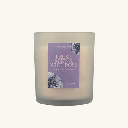 Candle with a label on a white background